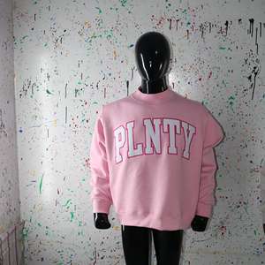 Sweat-shirt à col montant PLNTY PINK 100% BLANC avec broderie appliquée, col large, CLUSH SPORTS - Product Image 1