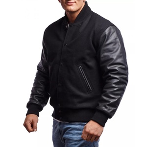 New Arrival 2026 High Quality Casual Usage Outdoor <b>Leather</b> Sleeves <b>Jacket</b> Durable Letterman Wool <b>Leather</b> Sleeve Varsity <b>Jacket</b> - Product Image 5