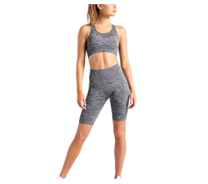 Vêtements de sport OEM ODM pour femmes, ensembles d'entraînement gris chiné, leggings courts sans couture à compression élevée et soutien-gorge de sport assorti pour la gym - Product Image 1