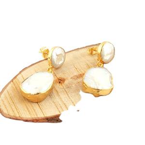 Recién llegado, pendientes de plata de ley 925 con piedras preciosas chapadas en oro en forma de pera para bodas y regalos - Product Image 1