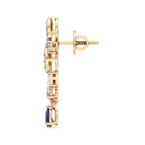 Pendientes de lujo de oro de 18 quilates con zafiro y diseño de infinito con diamantes para mujer, joyería de boda - Product Image 3