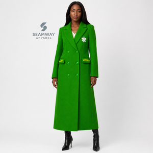 Manteau long croisé pour femme Chi Eta Phi Sorority, col à revers cranté, manches longues, coupe ajustée, brodé, vêtement d'extérieur formel - Product Image 6