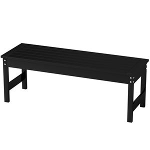 Panca da Giardino in HDPE per Tutte le Stagioni da 119 cm, Panca da Esterno Nera Senza Schienale con Doghe in Ferro per Cortile, Giardino, Portico, Parco - Product Image 1
