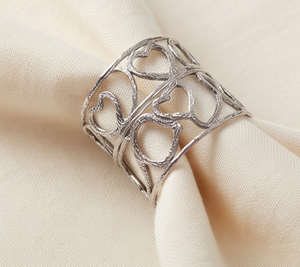 Handcrafted <b>Silver</b> Metal <b>Napkin</b> Rings Heart Cutout Curve Design Modern <b>Napkin</b> Holder For Table Decor - Product Image 5