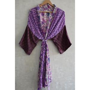 Bata Kimono de Seda con Parches para Mujer, Lujosa Túnica Larga de Diseño Bohemio, Elegante Ropa de Estar por Casa - Product Image 2