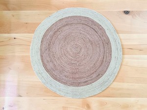 <b>Round</b> Jute Area Rug Solid Color Braided Scandinavian Style Eco Friendly Flat Pile for Living Room - Product Image 1