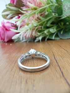 Customizable Trendy Design Solitaire Engagement Wedding <b>Ring</b> 100% VVS Moissanite 925 Sterling & 14K/18K <b>Gold</b> with Diamond Gift - Product Image 2