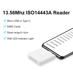 센세스앤롯 FR66 <span class=keywords><strong>13.56MHz</strong></span> 휴대용 <span class=keywords><strong>RFID</strong></span> 리더기 (마이크로 USB/타입-C 인터페이스, ISO 14443A 프로토콜, 안드로이드 휴대폰용) - Product Image 2