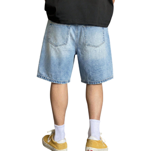 <b>Mens</b> Light Blue Denim <b>Bermuda</b> <b>Shorts</b> Loose Fit Casual Summer <b>Shorts</b> Washed Cotton Denim Five Pocket Streetwear Fashion Style - Product Image 2