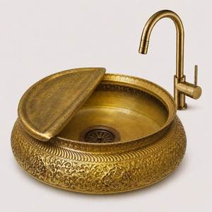 Lavabo en laiton traditionnel décoratif pour salle de bain, fait main, qualité supérieure, durable, solution de design intérieur de luxe - Product Image 5