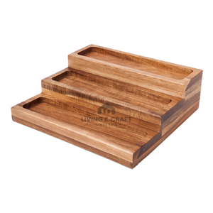 Moderno Estante de Especias de Madera de Acacia de Tres Niveles con Plato para Condimentos, para Organización del Hogar y Secado de Platos - Product Image 4