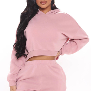 Hoodies courts décontractés pour femmes en mélange polaire, tissu doux et extensible, confortables pour le quotidien, vêtements de sport, pulls à capuche courts - Product Image 6