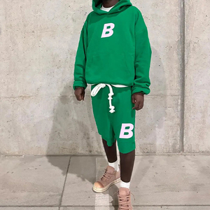 Ensemble sweat à capuche et jogging pour homme personnalisé, 100 % coton délavé à l'acide, grande taille, coupe oversize, broderie vierge, ensemble court pour homme - Product Image 6