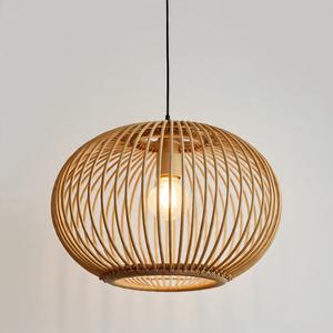 โคมไฟห้อยเพดานทรงกลม ดีไซน์โบราณ ทำจากหวาย สีธรรมชาติ สำหรับห้องนั่งเล่นที่บ้าน - Product Image 1