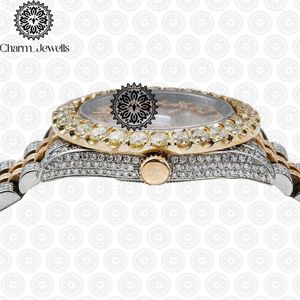 Montre pour homme Charm Luxury Vintage, boîtier de 40 mm, mouvement mécanique analogique, bracelet en acier inoxydable serti de diamants, cadran en verre lumineux - Product Image 3