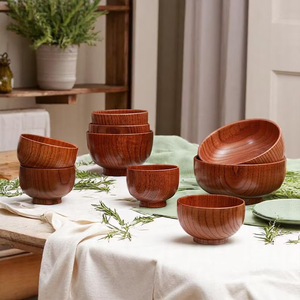 Tazón de Madera Ecológico Pulido a Mano, Clásico para Servir en Fiestas y Ensaladas - Product Image 1
