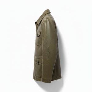 Blouson aviateur en cuir de haute qualité pour homme, logo sur le devant, coupe ajustée, coupe-vent, imperméable, respirant, léger, durable, décontracté - Product Image 3