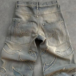 ผู้ผลิตขายส่งกางเกงยีนส์เดนิมทรงหลวมขากว้างสไตล์วินเทจสำหรับผู้ชาย ผ้าฝ้าย 100% บริการ OEM ODM - Product Image 3