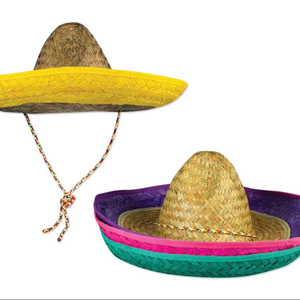 Mexican Sombrero Hat Costume Big Brim Multicolor Eco-friendly Straw Hat for Adults Casual Party Wholesale Directly Vietnam - Product Image 1