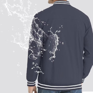 Chaqueta Bomber Gris Oscuro para Hombre, Cierre de Cremallera, Cuello Mao, Corte Regular Informal, Material Viscosa/Poliéster, Resistente al Viento - Product Image 2