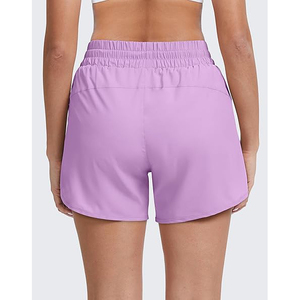 Shorts Deportivos Morados Modernos para Mujer con Bolsillo Lateral, Shorts de Running de Secado Rápido para Mujer - Product Image 2