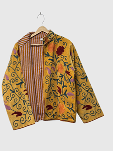 Chaqueta de terciopelo con bordado floral, cuello mandarín, manga larga, estilo bohemio, ropa de otoño para mujer, talla grande - Product Image 4