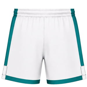 Ensemble short et maillot de rugby blanc et bleu sarcelle, manches courtes, col en V, uniforme d'équipe personnalisé, respirant, pour l'entraînement et le sport, haute performance - Product Image 6