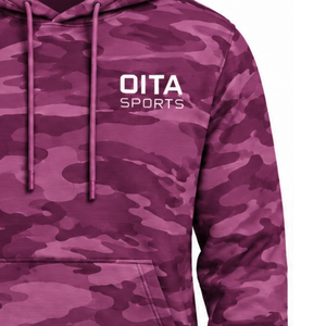 Sweat à capuche camouflage violet pour homme, imprimé camouflage personnalisé, en polaire, avec poche kangourou et cordon de serrage, style streetwear décontracté - Product Image 5