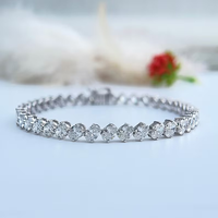 Bracelet tennis en moissanite taille ovale, plaqué or, argent 925, cadeau de luxe pour mariage et fiançailles pour future mariée