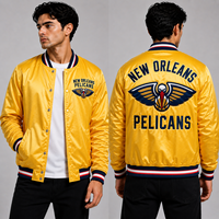 Veste universitaire personnalisée San Antonio Spurs en satin argenté et noir, logo brodé, style bomber, pour hommes, vente en gros, OEM, vêtements d'équipe, streetwear