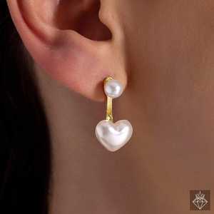PRAO Pack of MOP Convertible <b>Pearl</b> & Heart Stud <b>Earrings</b> Anti-Tarnish <b>Necklace</b> <b>Set</b> - Product Image 4