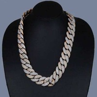 Collar de Cadena Cubana Más Vendido con Moissanita, Plata 925 y Chapado en Oro, Joyería de Lujo Estilo Hip Hop para Unisex