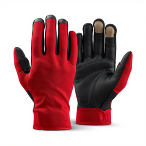 Gants de hockey sur gazon rouges professionnels, sans doigts, pour le sport, protection des mains pour l'entraînement, les matchs et les exercices. - Product Image 1