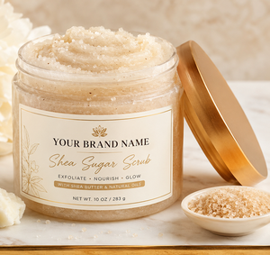 Organic Shea Sugar <b>Body</b> <b>Scrub</b> with Natural Exfoliating Crystals for Deep Skin Nourishment Hydration OEM Private Label Wholesale - Product Image 1