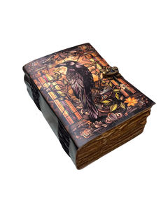 Raven Leather Grimoire Journal Handmade Vintage Gothic <b>Notebook</b> Embossed <b>Book</b> of Shadows Writing Diary Fantasy Gift for Writers - Product Image 1