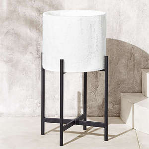 Maceta Minimalista de Hierro Blanco con Soporte, Macetero Redondo de Metal de Lujo para Jardín o Balcón, Juego de Macetas Grandes para Piso - Product Image 4