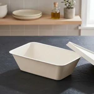 Super Quality Modern Pulp Moulded Disposable 750ml Rectangular <b>Container</b> OEM ODM Made in India Sustainable Food - Product Image 5