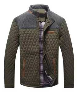 Chaqueta Acolchada Transpirable con Capucha Cortavientos para Hombre, Cuello Alto con Cremallera Frontal, Diseño Casual con Bloques de Color en Lona y Poliéster - Product Image 1