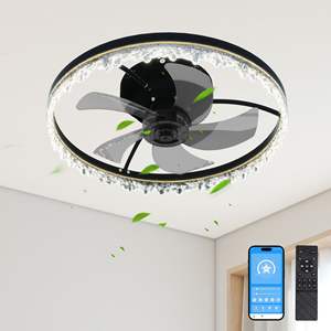 Ventilateur de plafond LED intelligent de 20 pouces avec télécommande, minuterie, variateur d'intensité, fonctionnement ultra-silencieux, montage encastré, lustre LED intégré - Product Image 1