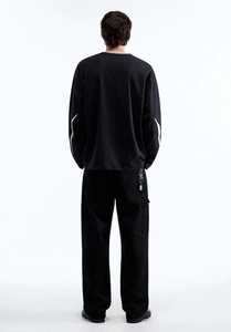 ONETEN APPARELS Men's Oversized <b>Long</b> <b>Sleeve</b> <b>T</b>-<b>Shirt</b> <b>Black</b> Crew Neck Loose Fit Streetwear Full Length 100% Cotton Printed Design - Product Image 2