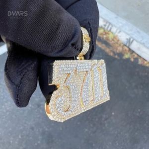 Colgante Personalizado de Lujo con Nombre y Número en Letras con Incrustaciones de Moissanita, Estilo Hip Hop, Plata de Ley 925, Chapado en Oro de 18K - Product Image 6