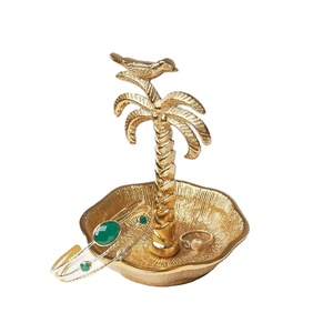 New Arrival Palm Tree <b>Ring</b> Holder Jewelry <b>Dish</b> Trinket Decorative Metal Tray for Dresser Christmas Birthday Wedding Gifts - Product Image 1