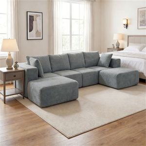 Divano Componibile Grigio Scuro per Soggiorno - Product Image 2