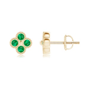 Pendientes de tuerca florales con esmeralda verde GEUM Jewels, oro macizo de 14K con baño de rodio, joyería de diseño minimalista de lujo, tercer fabricante - Product Image 1