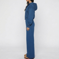 Ensemble de survêtement pour femme, nouveau style, coupe oversize, avec sweat à capuche zippé à double fermeture éclair et épaules tombantes, et pantalon large à taille élastique, en mélange de coton