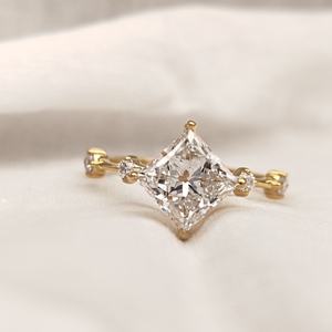 Bague de luxe en or massif 14k taille princesse diamant bagues fines glacées personnalisées VVS Moissanite bague de fiançailles en diamant pour femme - Product Image 1