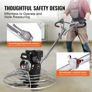 Allanadora de Concreto a Gasolina de 6HP, 38 Pulgadas, de Empuje, con Plato Flotante, de Uso Comercial Pesado para Acabado de Superficies de Concreto - Product Image 6