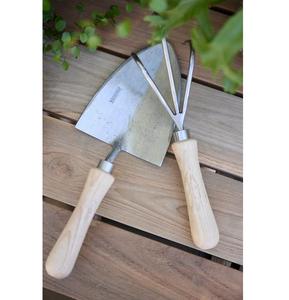 Pala y Horquilla de Jardín de Acero Inoxidable con Mangos de Madera Lisos para Preparación del Suelo - Product Image 1