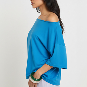 T-shirt pour femme de qualité supérieure, col rond, manches courtes, coupe ample, respirant, vêtements d'été, streetwear hip-hop, 100% coton - Product Image 3