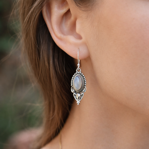 Rainbow Moonstone Gemstone 925 Sterling <b>Silver</b> <b>Dangle</b> <b>Earrings</b> Handmade Boho Vintage Hook <b>Earrings</b> Rose Gold Yellow Gold Plated - Product Image 5